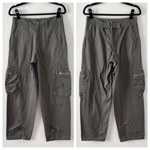 Syngman Cucala Men’s Cargo Pants Bottoms Zippered Pockets Belted Waist Grey